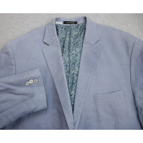 Lauren Ralph Lauren Blazer Mens Size 48R Blue 100% Linen Sports Jacket